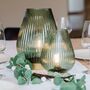 Cordless Emerald Green Glass Fluted Ribbed Battery Lamp, thumbnail 3 of 5