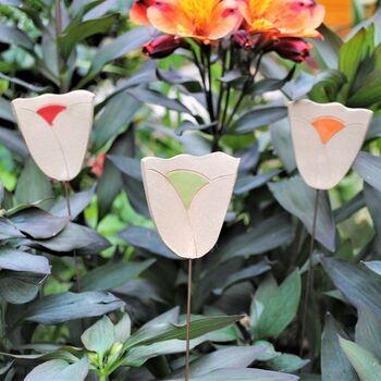 Set Of Three Personalised Tulip Garden Pot Stakes, 5 of 9