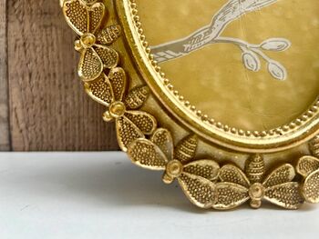 Gold Oval Butterfly Style Photo Picture Frame Holder 6x4 Freestanding, 3 of 7