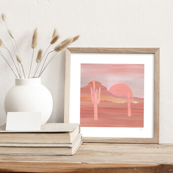Pink Desert Cactus Landscape Print, 2 of 7