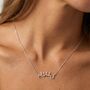 Silver Arabic “Grateful” Affirmation Necklace, thumbnail 1 of 5