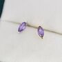 Sterling Silver Marquise Amethyst Purple Stud Earrings, thumbnail 1 of 10