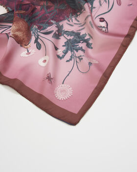 Running Bunny Burgundy Narrative Square Scarf, 3 of 3