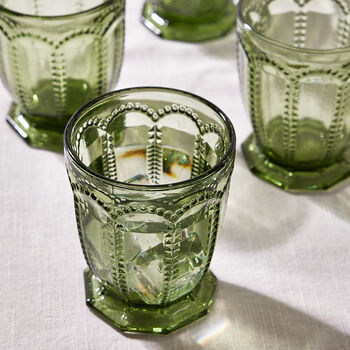 Set Of Four Bella Perle Green Glass Tumblers, 5 of 8
