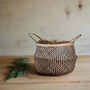 Black And Natural Zig Zag Seagrass Belly Basket, thumbnail 1 of 2