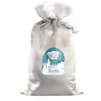 Personalised Grey Tiny Tatty Teddy Christmas Luxury Pom Pom Sack, 4 of 4