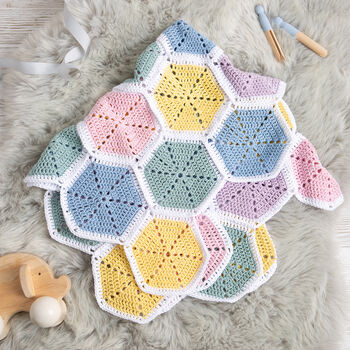 Honeycomb Baby Blanket Easy Crochet Kit, 3 of 10