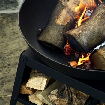 Steel Fire Bowl With Integrated Log Store, 5 of 7