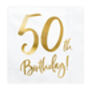 50th Birthday White And Gold Paper Napkins X 20, thumbnail 2 of 3