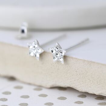 Tiny Sterling Silver Twinkling Star Stud Earrings, 2 of 7