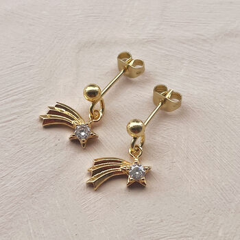 You Are Magic Gold Plated Shooting Star Earrings, 2 of 6