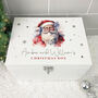 Personalised White Wooden Traditional Santa Christmas Eve Box Three Sizes 22cm | 27cm | 30cm, thumbnail 1 of 8