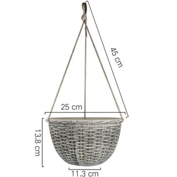 Pack Of Two Weave Pattern Hanging Planters, 3 of 8