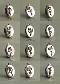 Personalized Sterling Silver Birth Flower Locket, 3 of 9