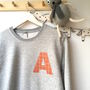 Adult Unisex Grey Marl Personalised Letter Sweatshirt, thumbnail 4 of 5
