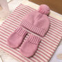 Baby Girl Personalised Bobble Hat And Mittens Gift Set, thumbnail 4 of 12