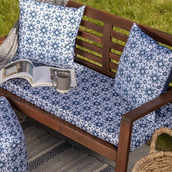 Casablanca Navy Water Resistant Garden Bench Seat Pad By Celina Digby