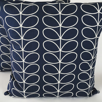 Orla Keily Blue Linear Stem Cushion Cover, 5 of 6
