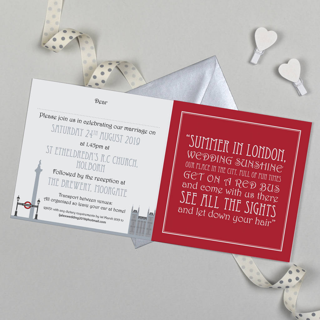 London Wedding Invitation By Michelle Fiedler Design