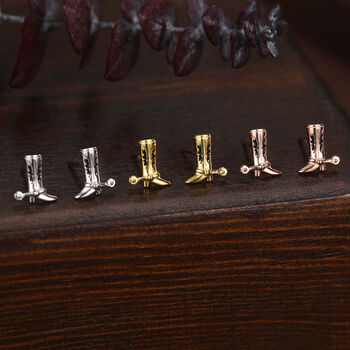 Sterling Silver Cowboy Boot Stud Earrings, 2 of 12