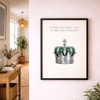Queen Quote Print With ‘Real Life Or Fantasy’ Lyrics, 4 of 6