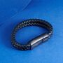 All Black Engraved Leather Bracelet, Custom Jewellery, thumbnail 4 of 9