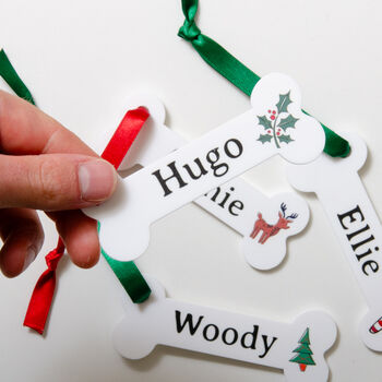 Personalised Dog Bone Christmas Tree Decoration, 2 of 9