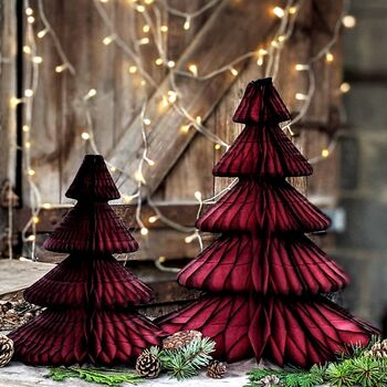 Maroon Honeycomb Paper Christmas Tree By The Danes | notonthehighstreet.com