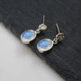 Organic Coin And Moonstone Earrings 9ct Gold Or Silver, thumbnail 2 of 3