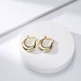 Chunky Oval Hoop Earrings In Sterling Silver, thumbnail 4 of 11