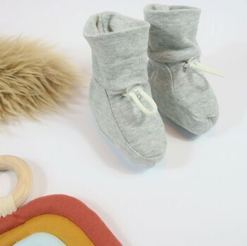 Grey Organic Cotton Baby Bootie, 3 of 5