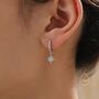 Sterling Silver Cz Starburst Huggie Hoop Earrings, thumbnail 7 of 12
