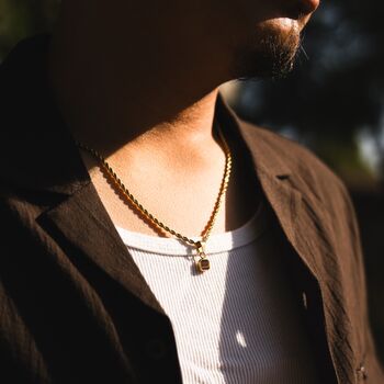 Mini Gold Tigers Eye Gemstone Pendant Necklace For Men, 3 of 12
