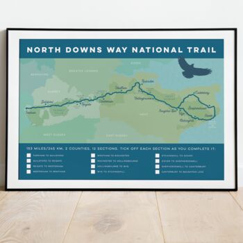North Downs Way Map Art Print With Tick List, 4 of 7