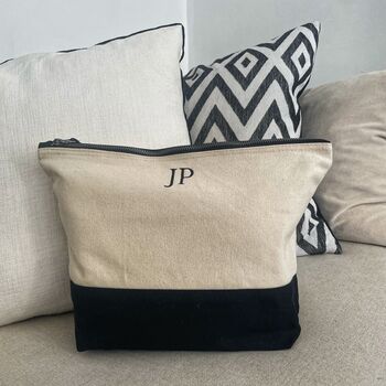 Black And Cream Personalised Wash Bag, 2 of 3