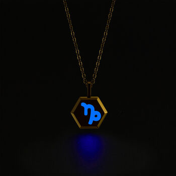 Capricorn Zodiac Glowing Pendant Necklace With Uv Keyring Torch, 6 of 12