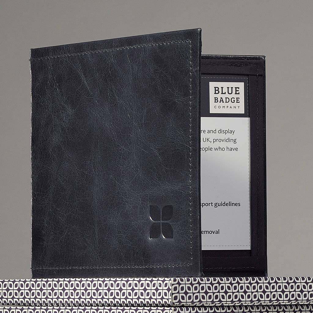 Blue Badge Permit Holder In Navy Italian Leather By Blue Badge Co