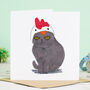 Birthday Card Cat In Chicken Hat, thumbnail 1 of 2