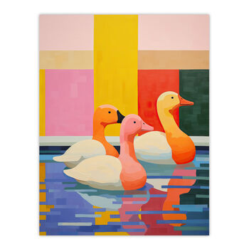Chameleon Ducks Multicoloured Ducks Swim Wall Art Print, 6 of 6