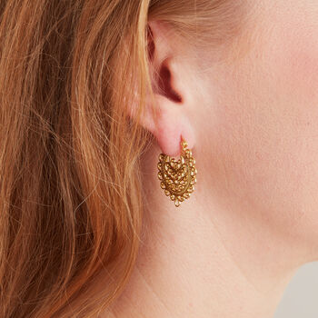 Flat Detailed Gold Filigree Hoop, 18 K Gold Vermeil, 9 of 11