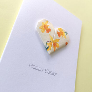 Personalised Happy Easter Origami Daffodil Heart Card, 6 of 6