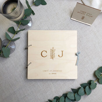 Engraved Initials Wedding Guest Book, 3 of 8