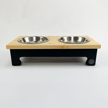 Personalised Pine Top Raised Bowl Feeding Stand, 8 of 11
