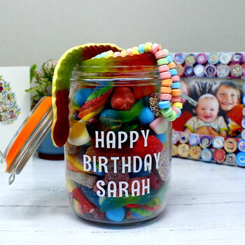 'Happy Birthday' Personalised Retro Sweets Jar, 5 of 5