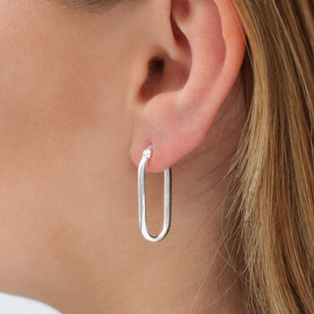 18ct Gold Plated Or Silver Long Hoop Earrings, 2 of 6