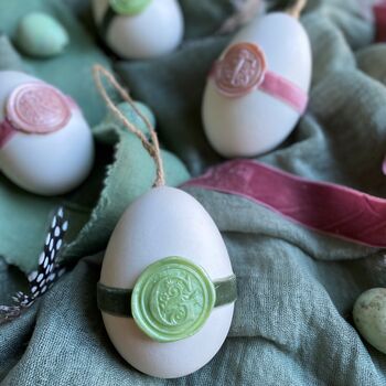Hanging Goose Egg With Personalised Wax Seal, 6 of 9