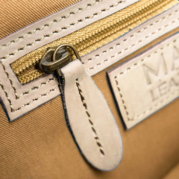 Personalised Leather Compact Laptop Satchel In Camel, 8 of 10