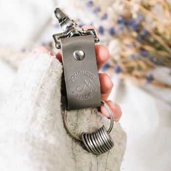 Personalised Grey Leather Anniversary Travel Keyring, 4 of 4