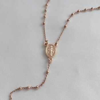 St Mary Rosary Necklace Rose Gold Dinky Heart, 3 of 6