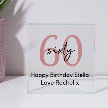 Personalised Birthday Glass Square Block, 5 of 6